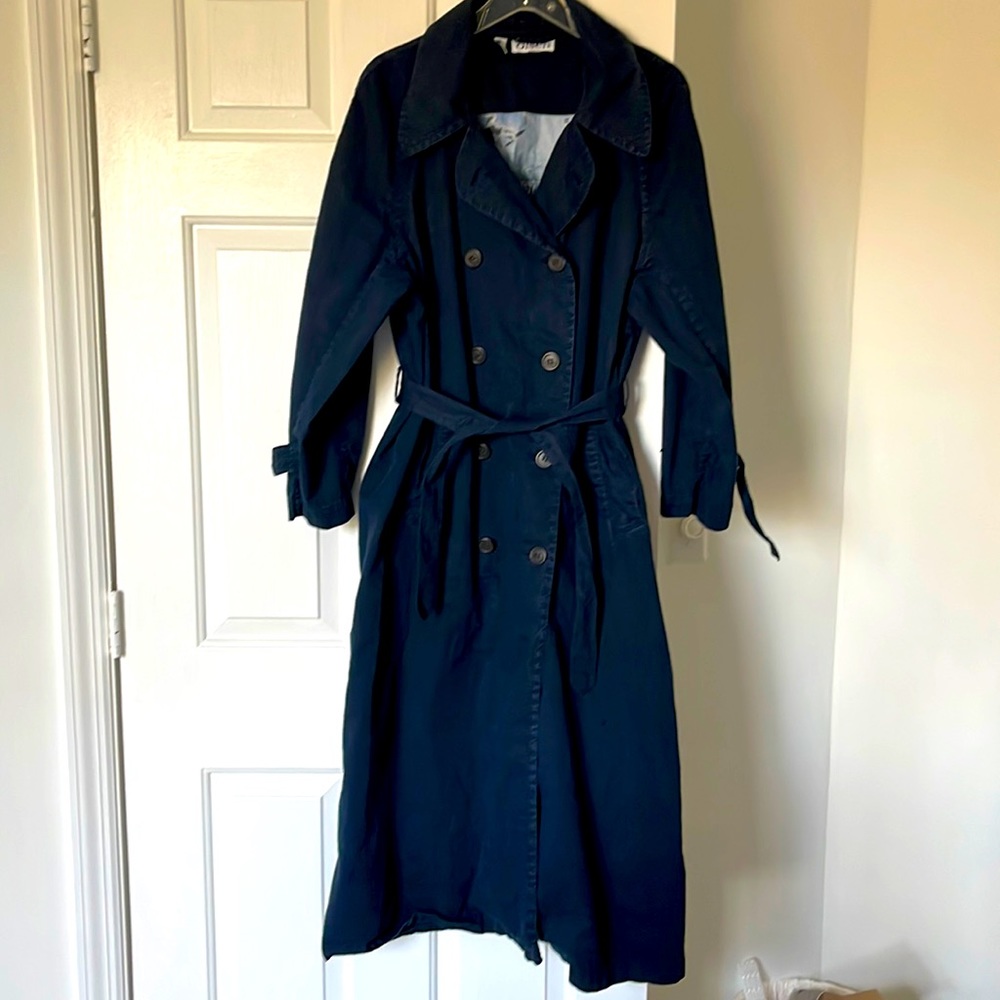 Olsen blue light weight double breasted trench coat